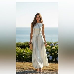 Princess Polly White and Blue Striped Maxi Dress